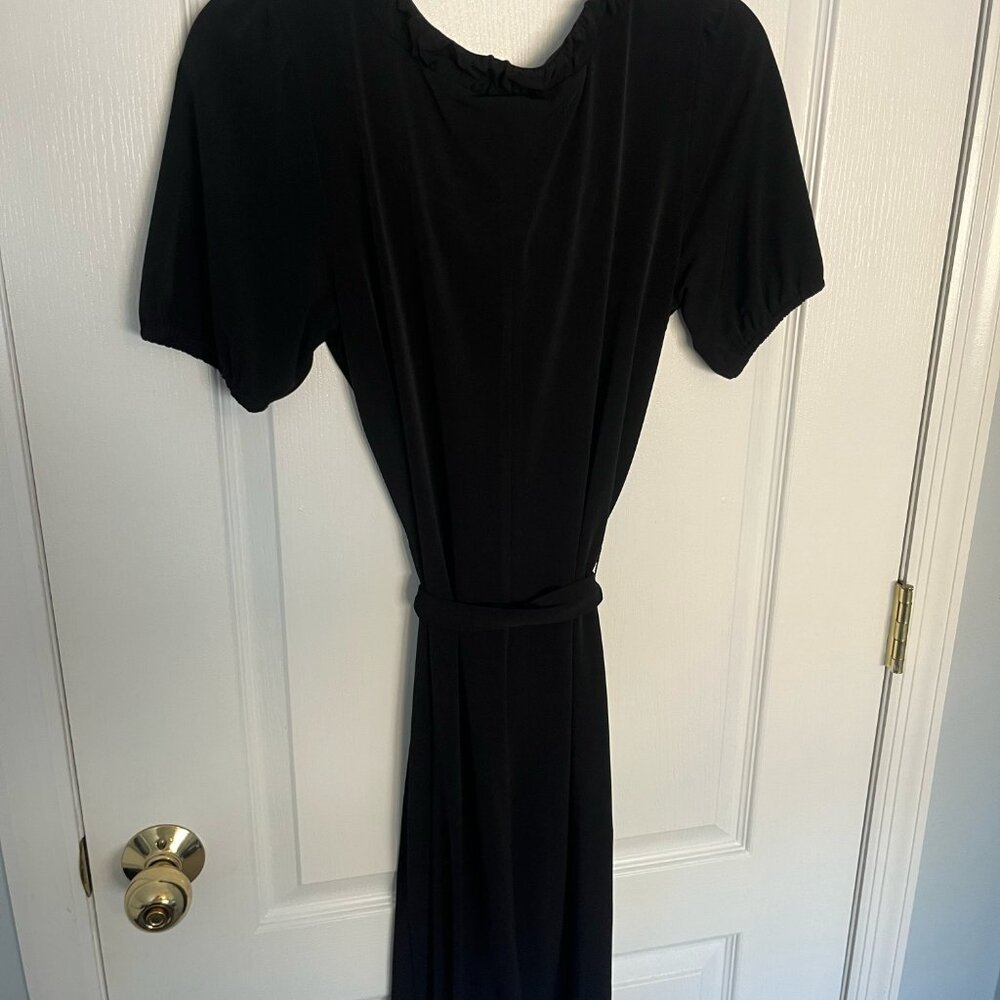 Vintage Oscar Red Label Black Scoop Neck Knit Mini Dress with Tie Belt, Size 4 - Picture 3 of 6